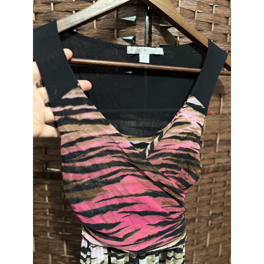Animal Print Maxi Dress Sleeveless Pink Brown Black Casual Party Sundress - Picture 3 of 8